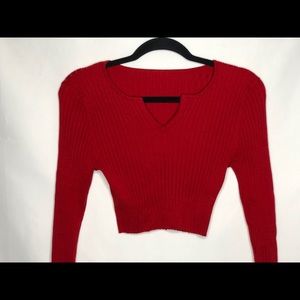 Women’s Red Knit Crop Top